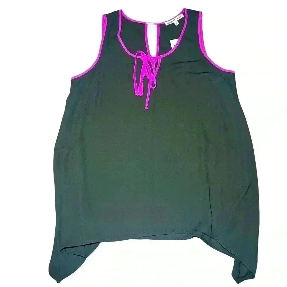 NWT Daniel Rainn Olive Green And Pink Tank Top Size Medium